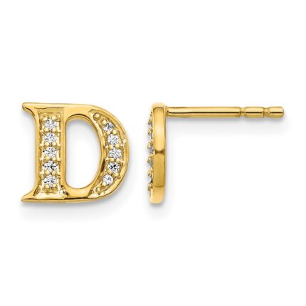 14k Diamond Initial D Post Earrings