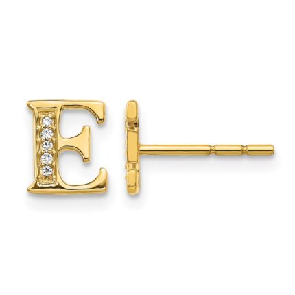 14k Diamond Initial E Post Earrings