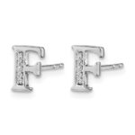 14k White Gold Diamond Initial F Post Earrings - Image 2