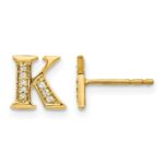 14k Diamond Initial K Post Earrings