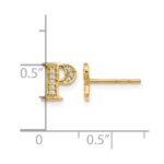 14k Diamond Initial P Post Earrings - Image 4