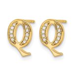 14k Diamond Initial Q Post Earrings - Image 2