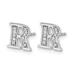 14k White Gold Diamond Initial R Post Earrings - Image 2