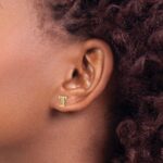 14k Diamond Initial T Post Earrings - Image 3