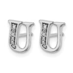 14k White Gold Diamond Initial U Post Earrings - Image 2