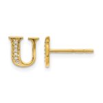 14k Diamond Initial U Post Earrings