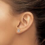 14k White Gold Diamond Initial X Post Earrings - Image 3