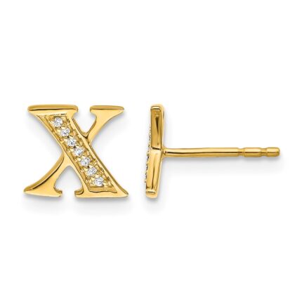 14k Diamond Initial X Post Earrings