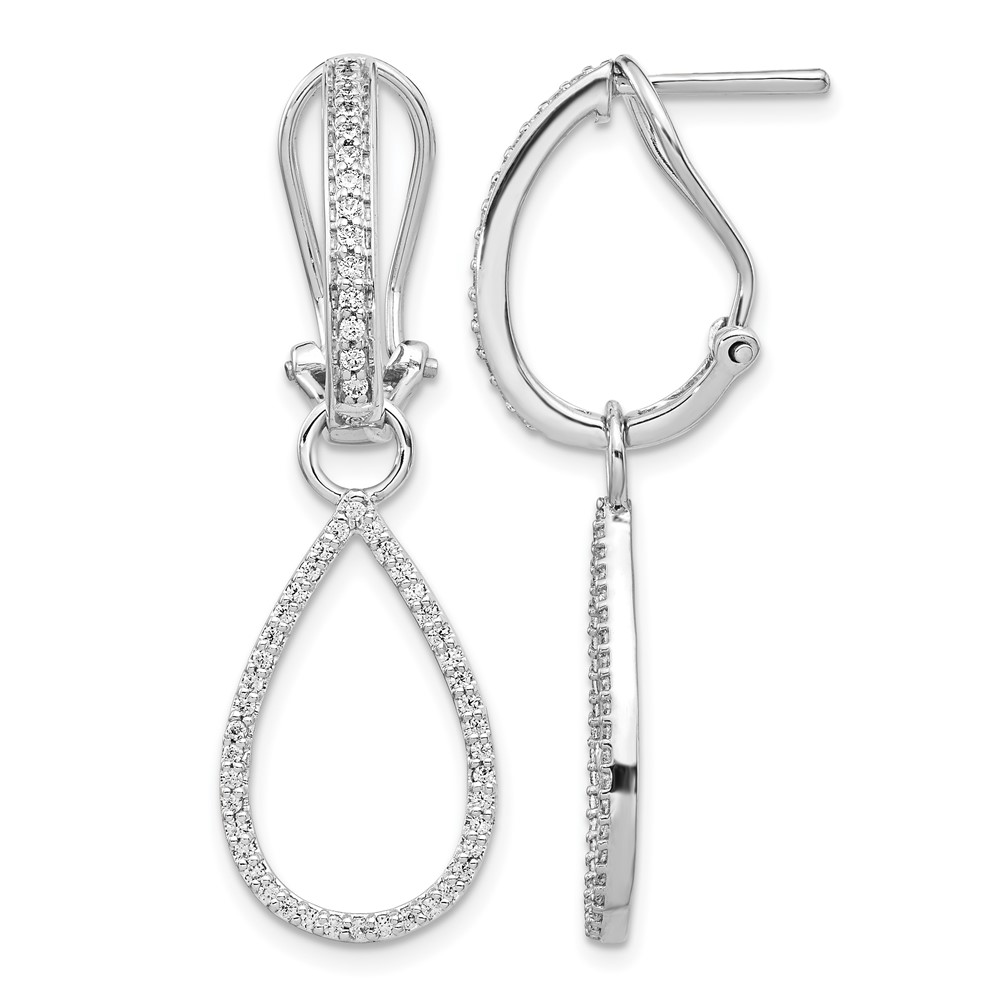EM4204-050-WA.jpg 14k White Gold 1/2 carat Diamond Teardrop Dangle Omega Back Earrings - Image 1
