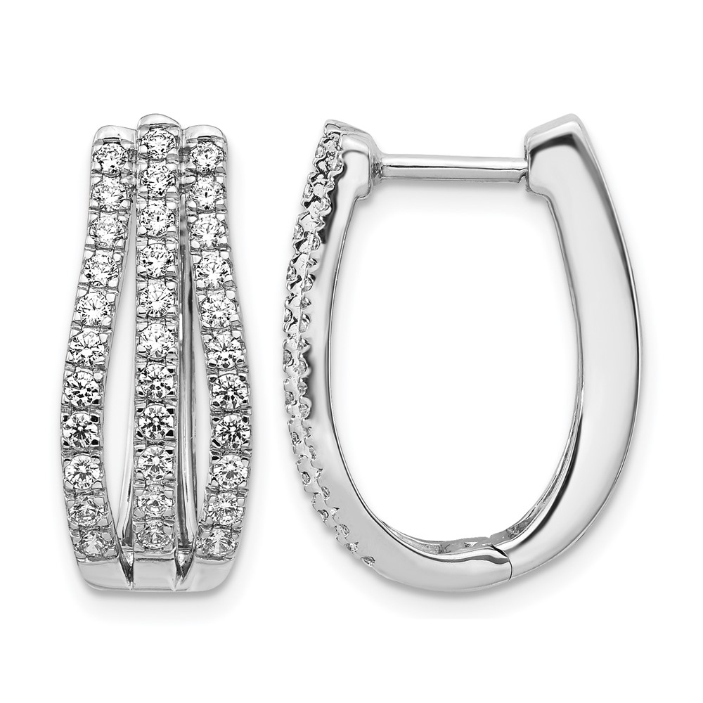 EM4216-100-WA.jpg 14k White Gold 1 carat Lab Grown Diamond VS/SI+ G+ Complete Hinged Hoop Earrings - Image 1