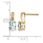 14k 7x5 Oval March/Aquamarine and Diamond Post Earrings - Image 4
