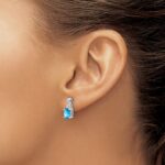 14k White Gold 7x5 Oval December/Blue Topaz and Diamond Earrings - Image 3