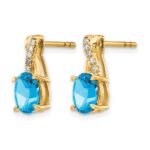 14k 7x5 Oval December/Blue Topaz and Diamond Post Earrings - Image 2