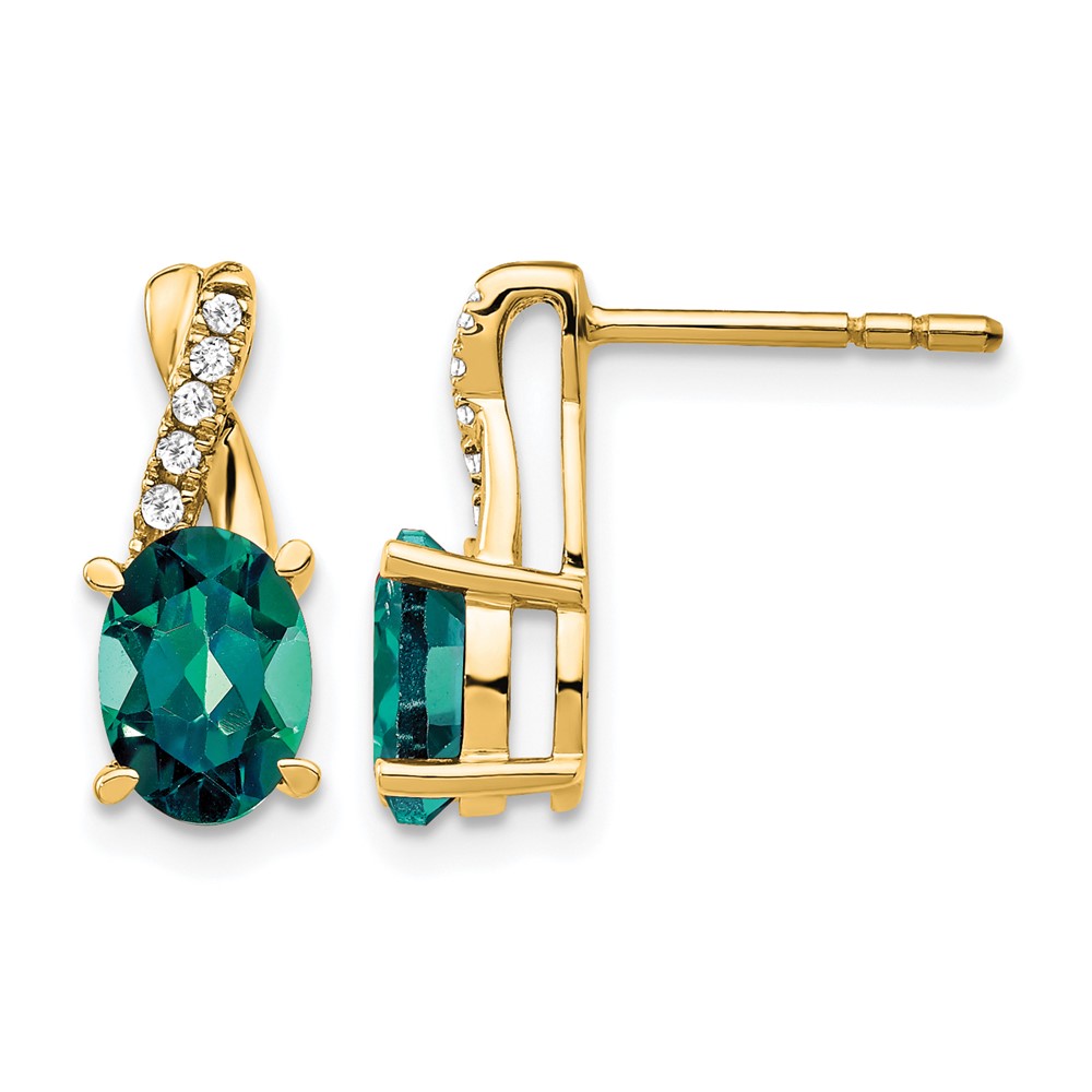 EM4235-CA-006-1YA.jpg 10k Created Alexandrite and Diamond Earrings - Image 1