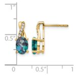 14k 7x5 Oval June/Lab Created Alexandrite and Diamond Post Earrings - Image 4