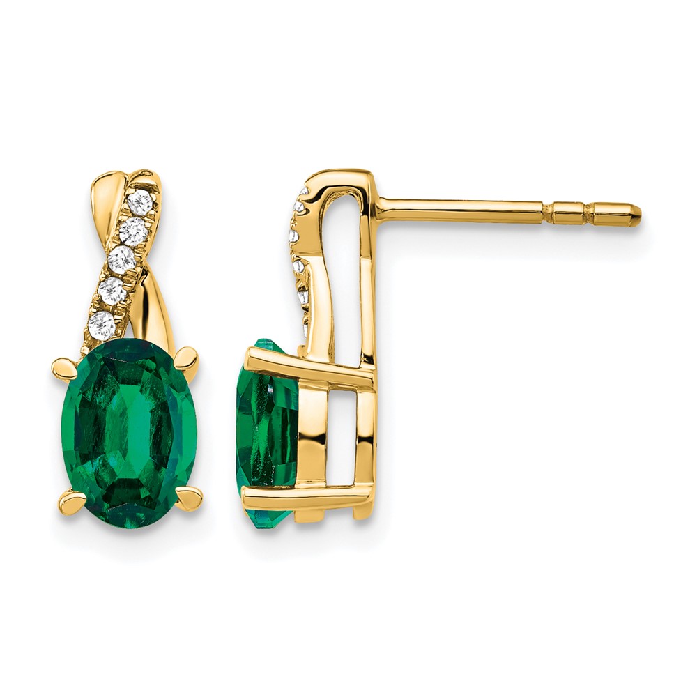 EM4235-CEM-006-1YA.jpg 10k Created Emerald and Diamond Earrings - Image 1