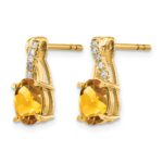 14k 7x5 Oval November/Citrine and Diamond Post Earrings - Image 2