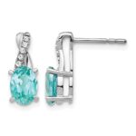 Pure Serenity 14k White Gold 1/20 carat Lab Grown Diamond VS/SI+ G+ and Lab Created Paraiba Post Earrings