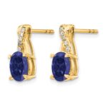 10k Created Sapphire and Diamond Earrings - Image 2