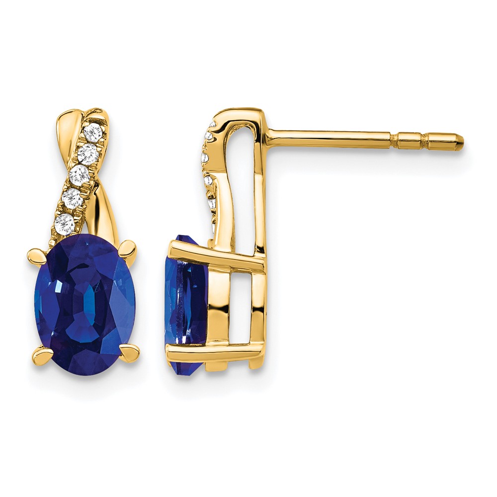 EM4235-CSA-006-1YA.jpg 10k Created Sapphire and Diamond Earrings - Image 1