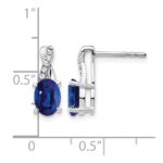 14K White Gold 7x5 Oval September/Lab Created Sapphire and Diamond Earrings - Image 2