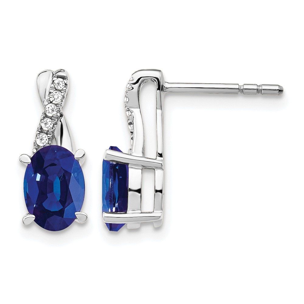 EM4235-CSA-006-WA.jpg 14K White Gold 7x5 Oval September/Lab Created Sapphire and Diamond Earrings - Image 1