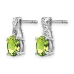 14k White Gold 7x5 Oval August/Peridot and Diamond Earrings - Image 2