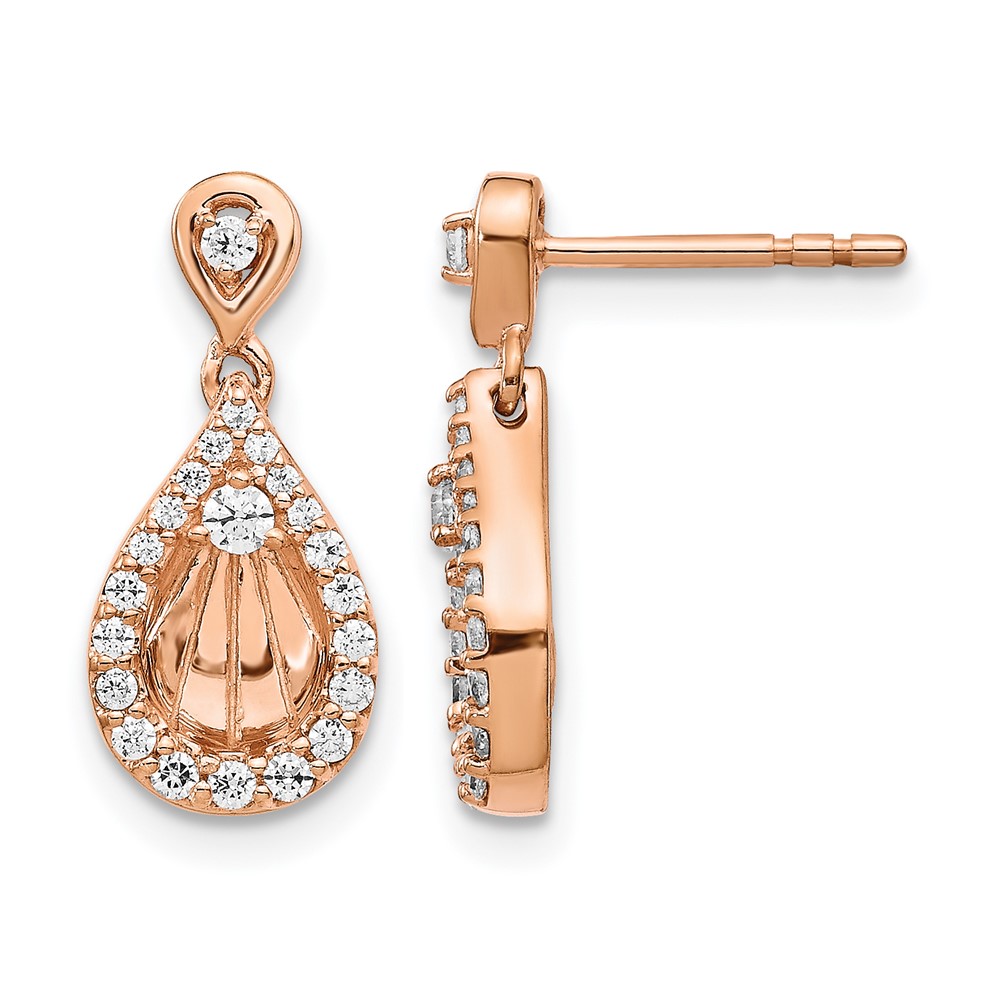 EM4246-033-RA.jpg 14k Rose Gold 1/3 carat Diamond Teardrop Dangle Post Earrings - Image 1