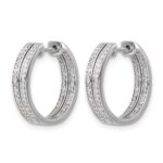 14k White Gold Diamond In/Out Hinged Hoop Earrings - Image 2
