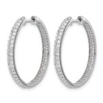 14k White Gold Diamond In/Out Hinged Hoop Earrings - Image 2