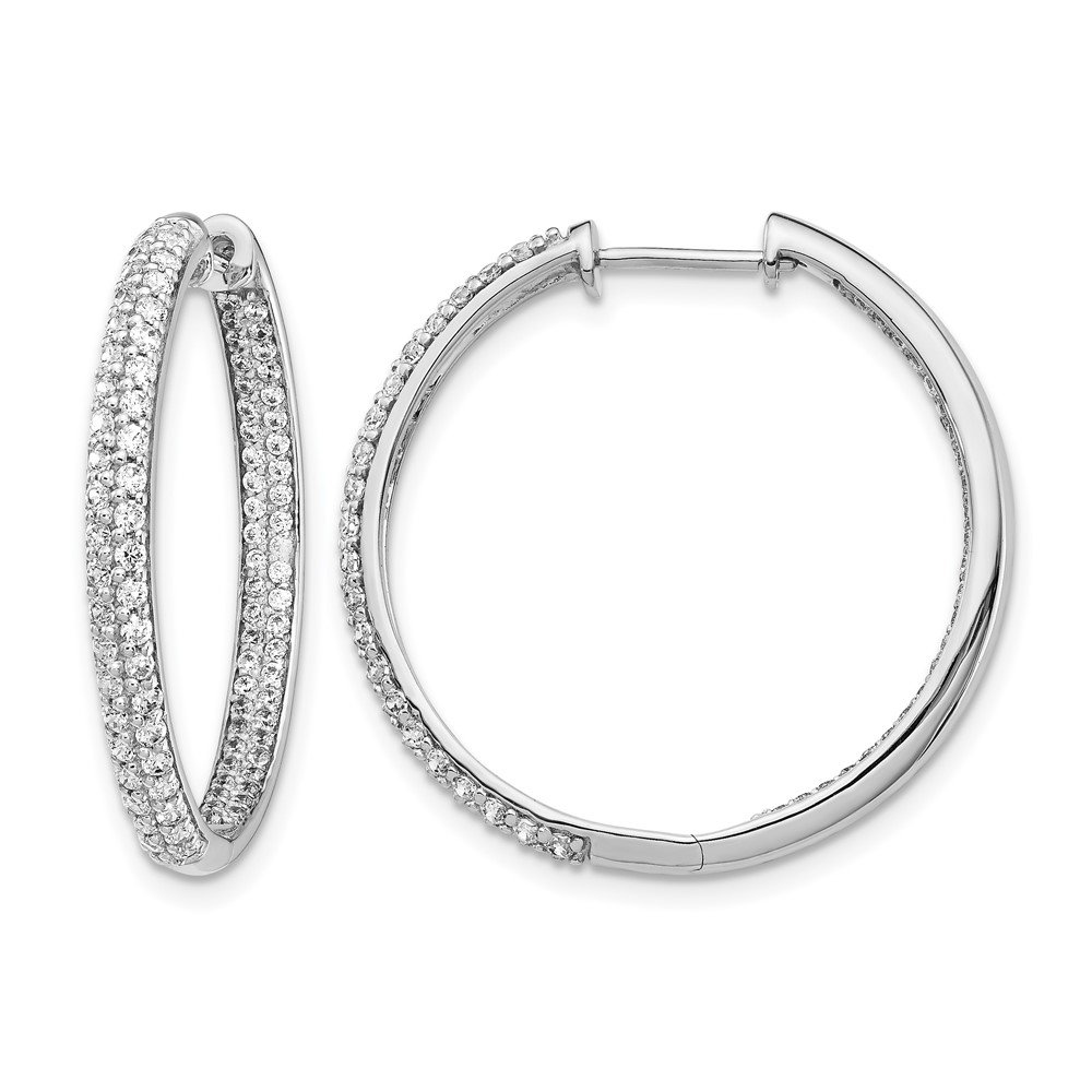 EM4255-150-WA.jpg 14k White Gold Diamond In/Out Hinged Hoop Earrings - Image 1