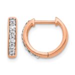 14k Rose Gold Diamond Hinged Hoop Earrings
