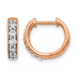 14k Rose Gold Diamond Hinged Hoop Earrings