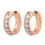 14k Rose Gold Diamond Hinged Hoop Earrings - Image 2