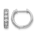 14k White Gold Diamond Hinged Hoop Earrings