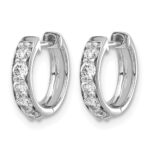 14k White Gold Diamond Hinged Hoop Earrings - Image 2