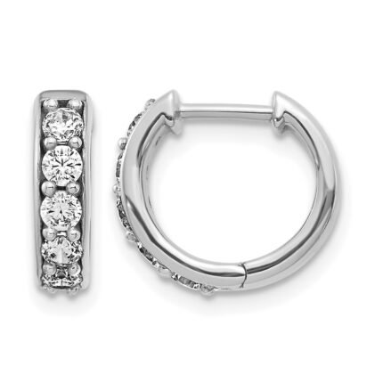 14k White Gold Diamond Hinged Hoop Earrings