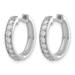 10k White Gold Diamond Hinged Hoop Earrings - Image 2