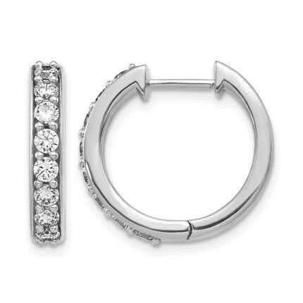 14k White Gold Diamond Hinged Hoop Earrings
