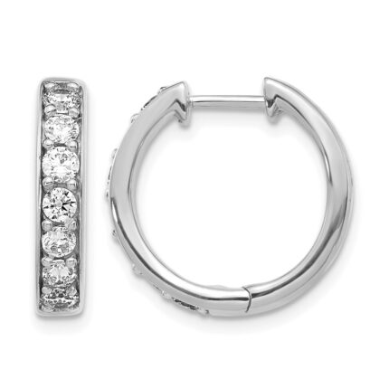 10k White Gold Diamond Hinged Hoop Earrings