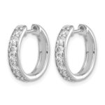 14k White Gold Diamond Hinged Hoop Earrings - Image 2