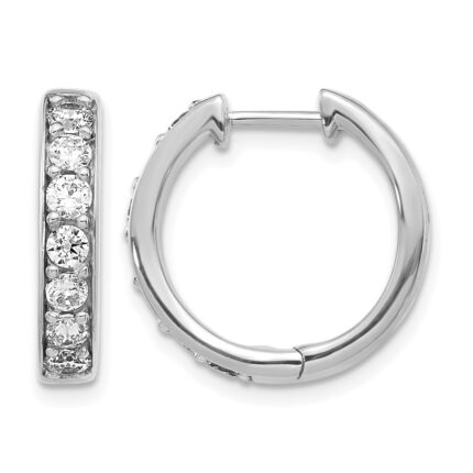 14k White Gold Diamond Hinged Hoop Earrings