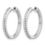 14k White Gold Diamond Hinged Hoop Earrings - Image 2