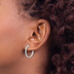 14k White Gold 1/3 carat Lab Grown Diamond VS/SI+ G+ Complete Hinged Hoop Earrings - Image 3