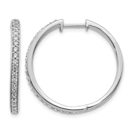 14k White Gold Diamond Hinged Hoop Earrings
