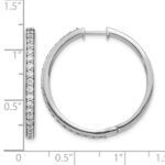 14k White Gold Diamond Hinged Hoop Earrings - Image 2