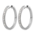 14k White Gold Diamond Hinged Hoop Earrings - Image 2