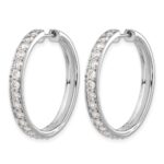 14k White Gold Diamond Hinged Hoop Earrings - Image 2