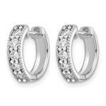 10k White Gold Diamond Milgrain Hinged Hoop Earrings - Image 2