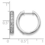 14k White Gold Diamond Milgrain Hinged Hoop Earrings - Image 2